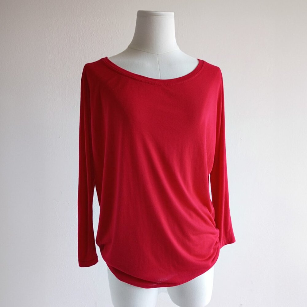 LOFT Red Draped Blouse Size M Casual Work Top